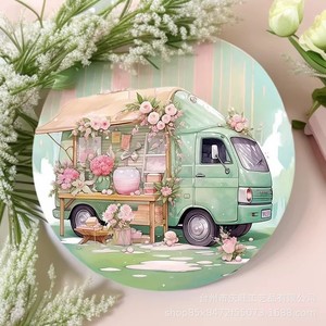Letrero de madera con diseño de flores de primavera, decoración circular para el hogar, artículo colgante para sala de estar, balcón exterior - Product Image 2