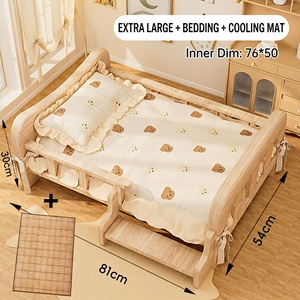 Cama para Perros y Gatos de Madera Maciza - Relleno de Esponja Resistente, Cómoda Cama Elevada Tipo Sofá para Todas las Estaciones, Muebles para Mascotas para Sala de Estar - Product Image 6