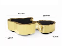Table basse moderne de luxe en or martelé avec verre trempé noir, meubles élégants pour le salon, personnalisation en gros