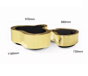 <span class=keywords><strong>Table</strong></span> basse moderne de luxe en or martelé avec verre trempé noir, meubles élégants pour le salon, personnalisation en gros - Product Image 4