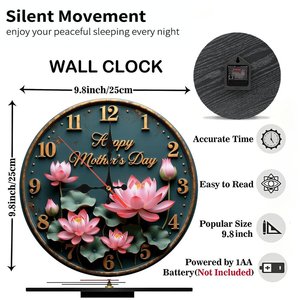 Round Wooden <b>Wall</b> <b>Clock</b> 25cm <b>Silent</b> Non Ticking Home Decor <b>Clock</b> - Product Image 6