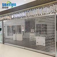 Porte commerciale ventilée au design moderne, panneau en PC perforé avec taille et forme de trous personnalisées, transparente