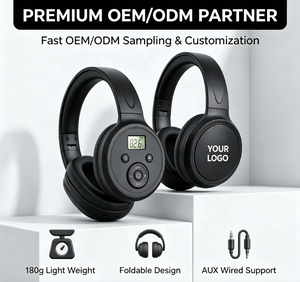 Casque radio FM personnalisé avec logo OEM ODM, audio sans fil portable, petit MOQ, prise en charge filaire, étiquetage FBA, coussinets d'oreille souples, haut-parleur pliable - Product Image 1