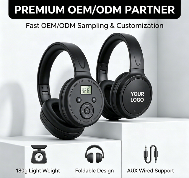Custom Logo FM Radio Headset OEM ODM Portable Wireless Audio Small MOQ Wired Support FBA Labeling Soft Earpads Foldable Speaker