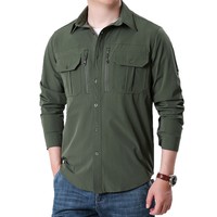 Chemise décontractée à manches longues perlée à séchage rapide pour homme printemps/automne ; Vêtement de travail tactique extensible de style militaire pour l'extérieur