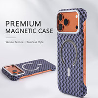 Coque de téléphone magnétique ultra-fine sans bordure, à motif tissé, anti-traces de doigts, pour iPhone 18 Pro Max, très vendue