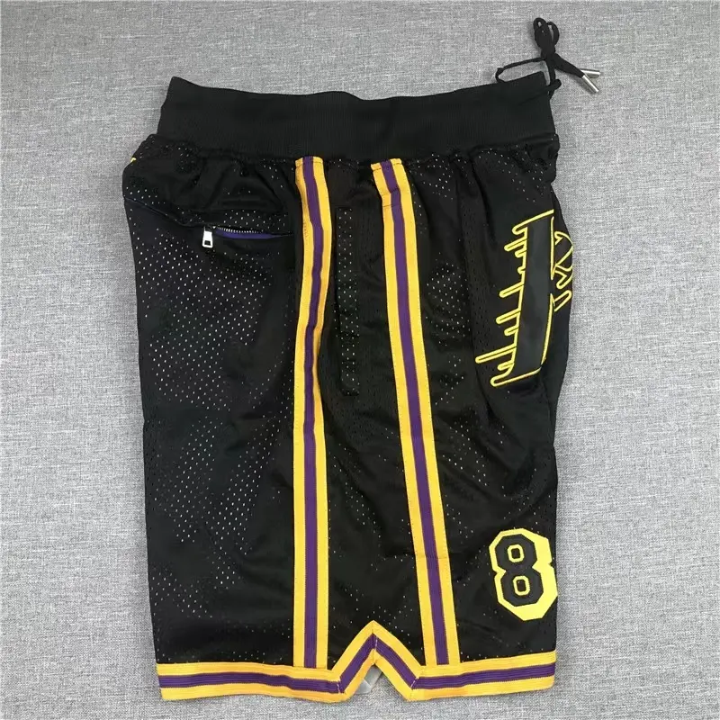 Khâu Thêu Mens bóng rổ quần short chỉ Don Quần Short Túi ban đầu laker Chicago Retro nbaing ngắn