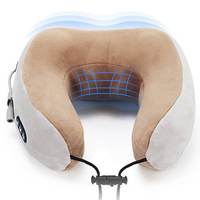 Oreiller de massage du cou vibrant à infrarouge en mousse à mémoire de forme en U, alimenté par batterie au lithium rechargeable USB, avec fonction musicale, idéal pour les voyages (OEM)