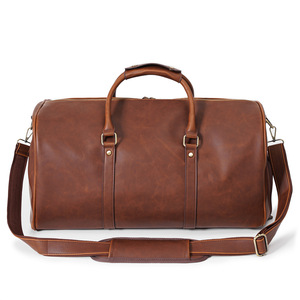 Direct Factory Supply Vintage Style Handmade PU Leather Travel Duffle Bag Trolley Luggage Bag with <b>Shoes</b> Compartment Bag - Product Image 2