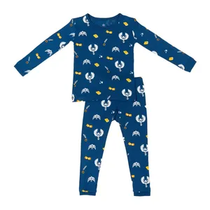 Hongbo Tùy Chỉnh Rắn Jersey Trẻ Sơ Sinh Dài Tay Áo Pajama Set Bán Buôn Thiết Kế Trẻ Em Pyjama Set Sang Trọng Trẻ Em Tre Đồ Ngủ - Product Image 6