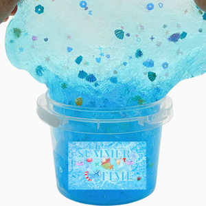 Slime bleu d'été avec décorations sur le thème de la mer dans un récipient transparent pour enfants de 8 à 13 ans, jouet unisexe - Product Image 1