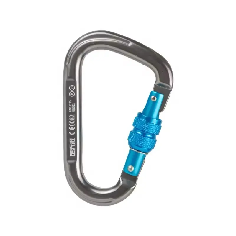 25KN โลโก้ที่กําหนดเองกลางแจ้งและสีทรงกลมเงินปีนเขาตะขอสแน็ปอลูมิเนียม Carabiner คลิปตะขอ