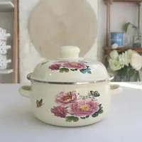 Casserole classique à double anse, ensemble d'ustensiles de cuisson en émail pour la maison, compatible induction et gaz, en métal durable