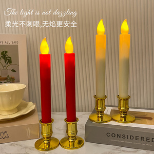 Led Taper <b>Candles</b> <b>Red</b> And White Flameless Battery Operated Moving Flame Home Decoration Birthday Wedding Party Decor - Product Image 2