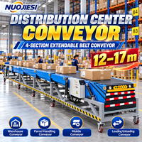 Convoyeur à bande télescopique de haute qualité 12-17m à 4 sections pour opérations logistiques d'entrepôt intensives