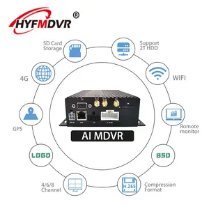 HYF实时4通道人工智能MDVR，带全球定位系统4g无线网络跟踪，适用于汽车校车卡车车辆