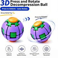 Balle Fidget Spinner Transformable en Plastique et Silicone Imprimée en 3D, Jouet Anti-Stress et Anti-Anxiété Silencieux et Cinétique à Presser et Rotatif