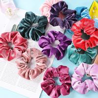 Chouchous en velours doux de qualité supérieure, couleur unie, élastiques pour cheveux, attaches pour queue de cheval, accessoires capillaires tendance pour femmes, vente en gros