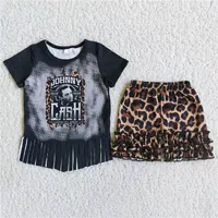 ילדים בגדי תינוקת קיץ בגדי סט ילדי שתי חלקים קצר שרוול שחור הדפסת ראש נמר מכנסיים קצרים