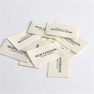 Customized design print natural offwhite cotton garment labels clothing tags silk screen printed cotton label tags