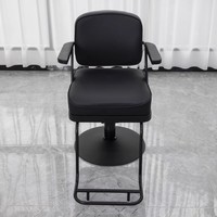 Fauteuil de Barbier Métallique Tendance, Chaise de Salon de Coiffure Moderne et Minimaliste avec Accoudoirs pour la Coupe de Cheveux