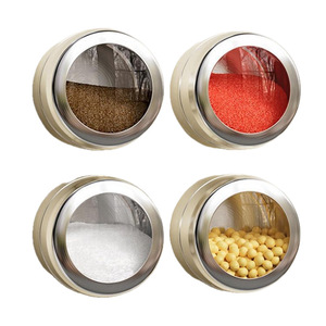 Magnetic Airtight Spice <b>Jar</b> Stainless Steel Set <b>For</b> <b>Kitchen</b> Home Use Solid Seasonings <b>Storage</b> Container With Lids - Product Image 2