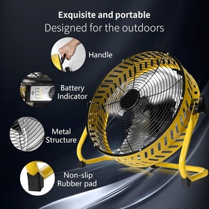 10 ''avec trou boîtier ventilateurs extérieurs sans fil ventilateur Durm à piles ventilateur de sol Rechargeable en métal HJ-10RD de vent fort - Product Image 3