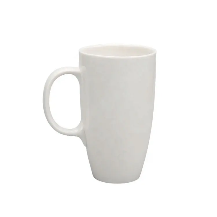 Hochwertige hohe Ceamic Kaffeetasse White Blank Plain Wasser Bierkrug mit Griff Anpassung Logo für Party Cafe