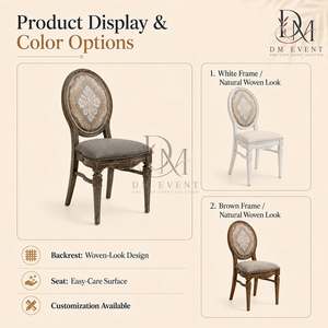 Chaise de mariage rembourrée à dossier ovale en PP imitation bois pour banquets d'hôtel et vente en gros - Product Image 2