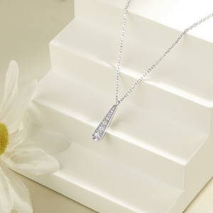 Jewelry Wholesaler Minimalist 925 Sterling Silver Rhodium Plated <b>Long</b> Teardrop Pave CZ Pendant <b>Necklace</b> Wedding Party Jewelry - Product Image 3
