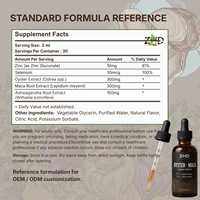Ekstrak Akar Maca Ekstrak Tiram Cairan Tetes Suplemen Herbal untuk Pria Ashwagandha Zinc Selenium Dewasa Label Pribadi OEM ODM