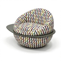 Fauteuil moderne de style Saturne en tissu jacquard imprimé avec structure en bois massif, chaise d'appoint confortable pour salon, maison ou hôtel