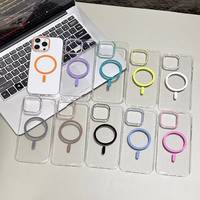 Coque de téléphone magnétique transparente en PC rigide pour iPhone 18 17 Air 16 15 14 13 12 11 Pro Max, compatible avec la charge sans fil, couleur bonbon