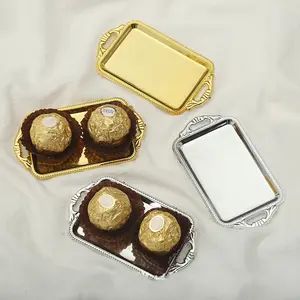 Mini plastic gold Candy Display Tray Favors square gifts plate wedding party decoration gold chocolate tray box