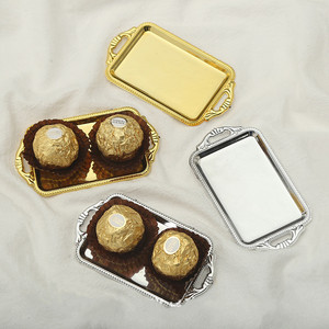 Mini <strong>Plastic</strong> Gold Candy Display <strong>Tray</strong> Favors square Gifts Wedding Party Decoration Gold Chocolate <strong>Tray</strong> Box - Product Image 1