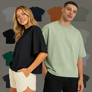 Men Short Sleeves T Shirt High Quality Boxy Streetwear Tshirt Custom Logo Heavyweight Breathable Blank Cropped Plain T-Shirt - Product Image 3