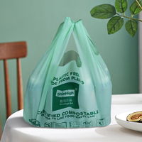 Ustom-bolsas de compras desechables biodegradables con estampado de logotipo, bolsas de compra con asa de camiseta de PLA, venta al por mayor