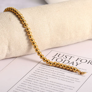 New Stainless Steel Gold Plated <strong>Bracelet</strong> Gold Steel <strong>Ball</strong> <strong>Bracelet</strong> Fashion Metal Geometric Women Jewelry - Product Image 4