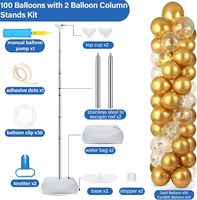 2 jeux de supports de colonnes de ballons avec 100 ballons Hauteur de 6.5 pieds Support de tour de ballons pour décorations de fête d'anniversaire de mariage