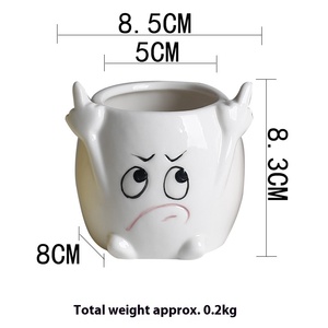 Vaso <span class=keywords><strong>in</strong></span> <span class=keywords><strong>Ceramica</strong></span> con Faccia Arrabbiata Cartoon, Realistico per <span class=keywords><strong>Piante</strong></span> Succulente, Creativo ed Ecologico, 10cm, Decorazione da Scrivania Fujian, Marchio OEM per <span class=keywords><strong>Piante</strong></span> da Interno - Product Image 6