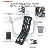 Ensemble de manucure pour hommes JM, 6 pièces, en acier inoxydable, coupe-ongles, kit de soin et de toilettage avec sac de voyage