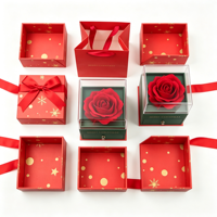 Bunga Mawar Awet Grosir dalam Kotak Perhiasan Akrilik, Hadiah Bunga Abadi untuk Hari Valentine, Natal, Hari Ibu, Ulang Tahun