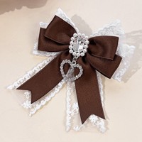 Clip Nœud en Ruban Dentelle pour Sac Ita, Nœud Papillon Cœur Diamant, Accessoire de Décoration pour Sacs à Dos Lolita pour Filles
