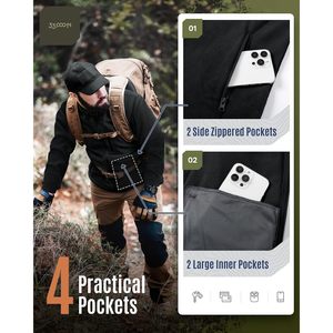 Chaqueta polar para hombre de 33.000 pies (10.000 m) con cremallera completa, ligera, cálida, con cuello alto, para senderismo al aire libre - Product Image 5