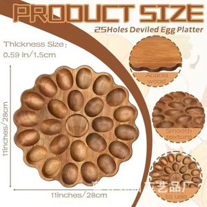 Bandeja de madera redonda para huevos con nueve compartimentos, estante de almacenamiento para mantener la frescura, ideal para fiestas - Product Image 4