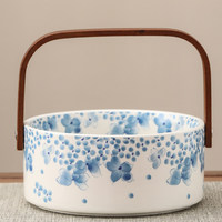 Corbeille à fruits en céramique chinoise à motif végétal, style décontracté, luxe léger, créative, avec poignée, grande assiette à fruits, haute valeur esthétique