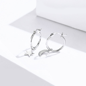 Pendientes colgantes asimétricos de Plata de Ley 925 para mujer, joyería fina de moda para bodas, fiestas, regalos, <span class=keywords><strong>Bamoer</strong></span> SCE681 - Product Image 3