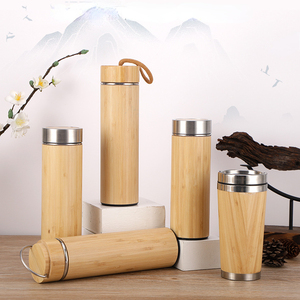 Bouteille <span class=keywords><strong>Isotherme</strong></span> Personnalisée avec Logo en Acier Inoxydable pour Café, Boissons Chaudes et Froides, et Produits en Bambou - Product Image 2