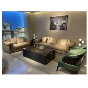 Ray Modern Italian Chesterfield Leather Sofa Set Villa Apartment Hall Living Room Furniture