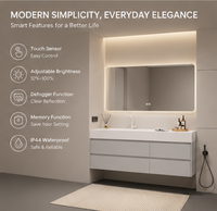 Comptoir de salle de bain moderne en pierre frittée avec lavabo intégré, personnalisable et intelligent, pour appartements et hôtels, direct usine
